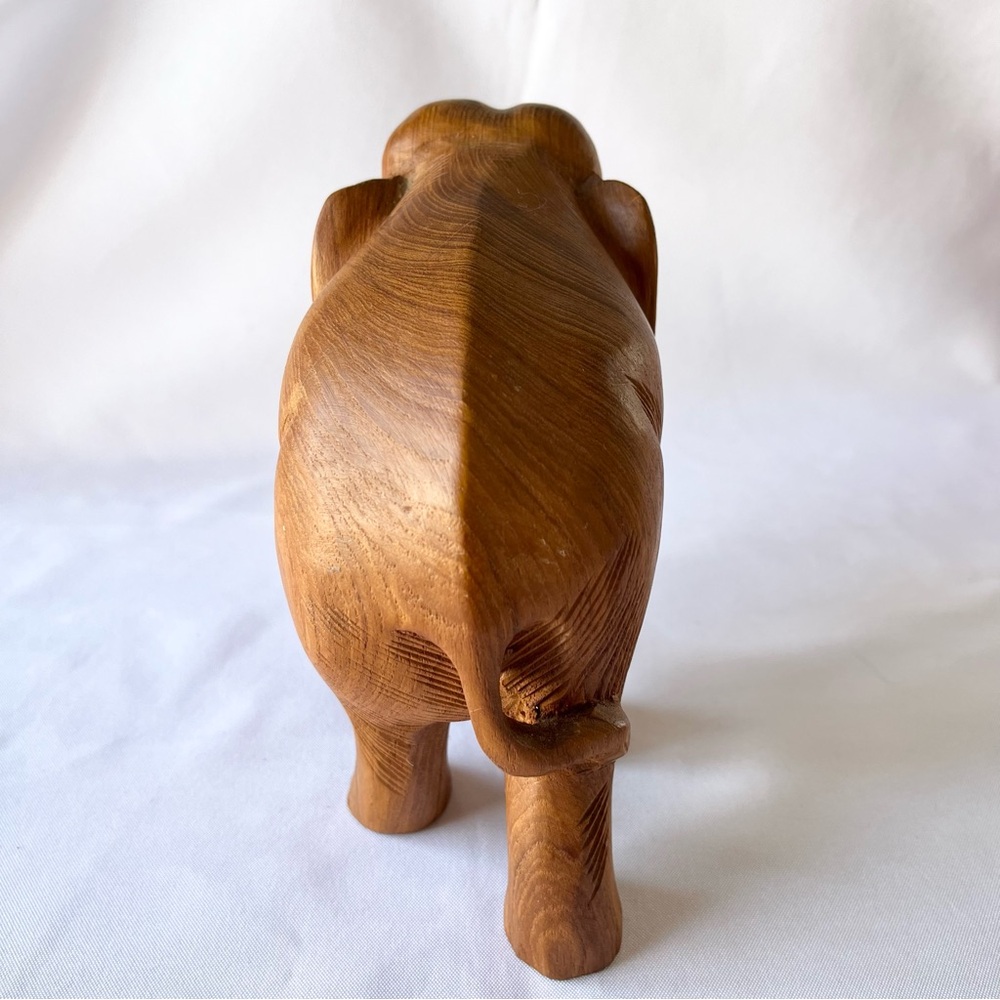 Vintage Hand Carved Wooden Elephant Figurine - Picture 2 of 7
